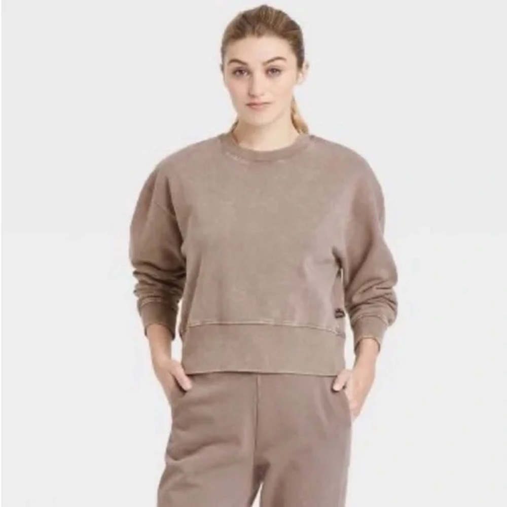 JoyLab Taupe Cropper Sweatshirt